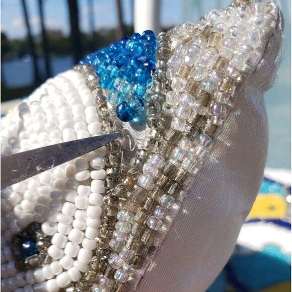 Lot Of 2: Pier 1 Handmade Fish Beaded Decorative Pillows Teal Blue Life Aquatic - Picture 15 of 16